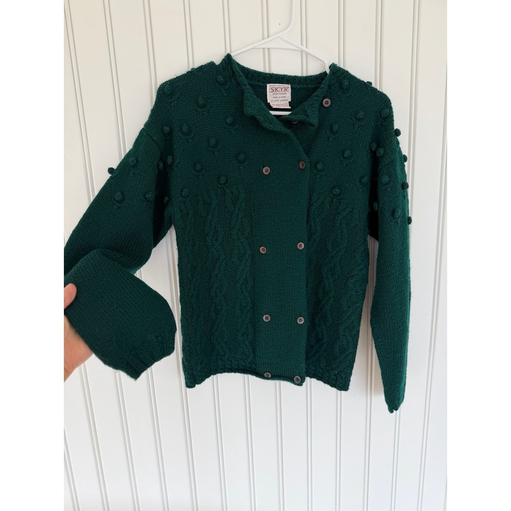 Vintage hand knit wool sweater cardigan grandpa cottagecore granny scandi VTG
